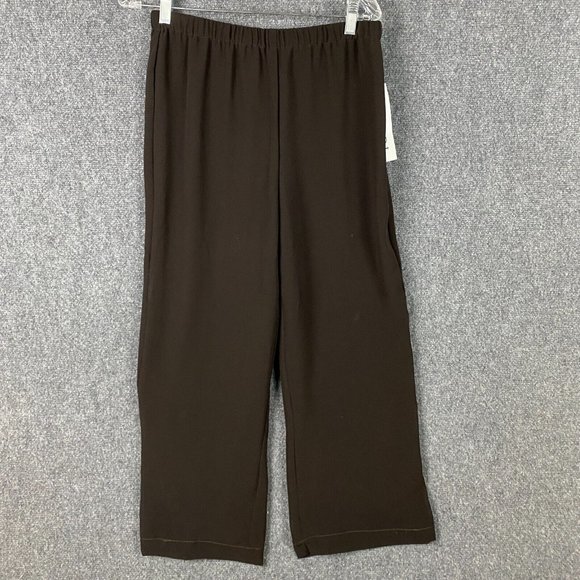 Studio 1 Pants Women's Size 10 Pull On NWT Stretch Dark Brown 100% Polyester - Picture 1 of 10